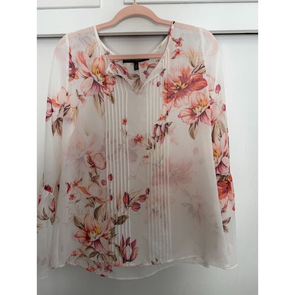 WHITE HOUSE BLACK MARKET SHEER FLORAL TOP & MATCHING TANK SZ SMALL - Picture 2 of 5